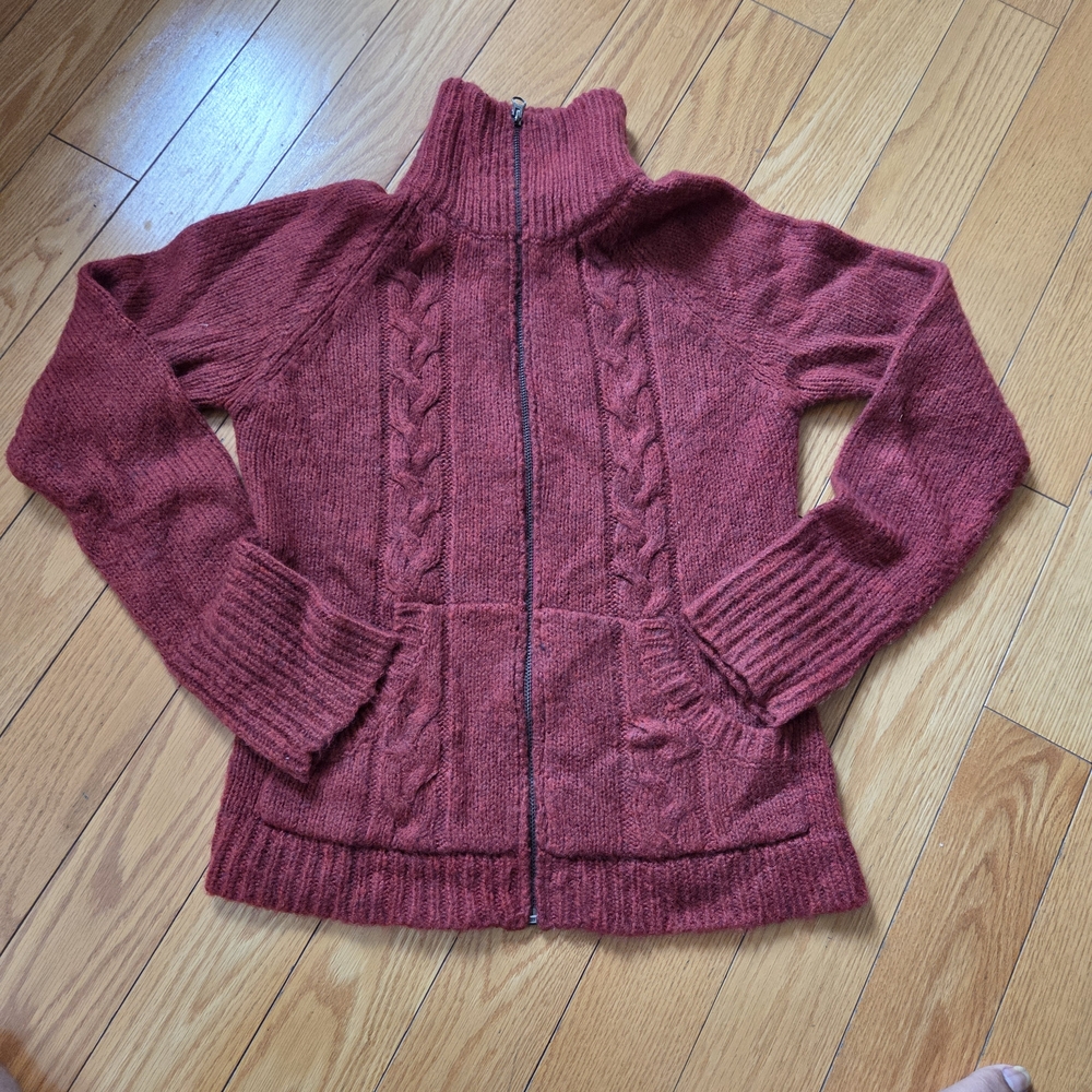 Jacobs Women's Cable Knit Zip-Up Sweater - Rust